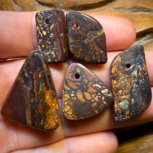 🔒157.8cts - 5x Drilled Tribal Queensland Boulder Opals. BARGAIN Wholesale Parcel