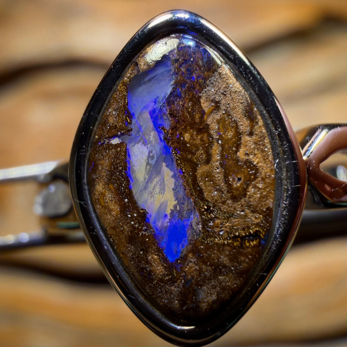 Sterling Silver - Solid Queensland Boulder Opal Ring