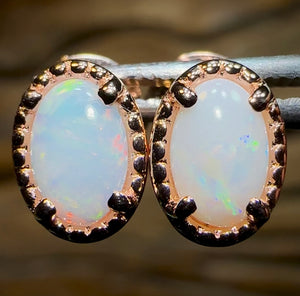 Sterling Silver Plated - South Australian Crystal Opal Stud Earrings