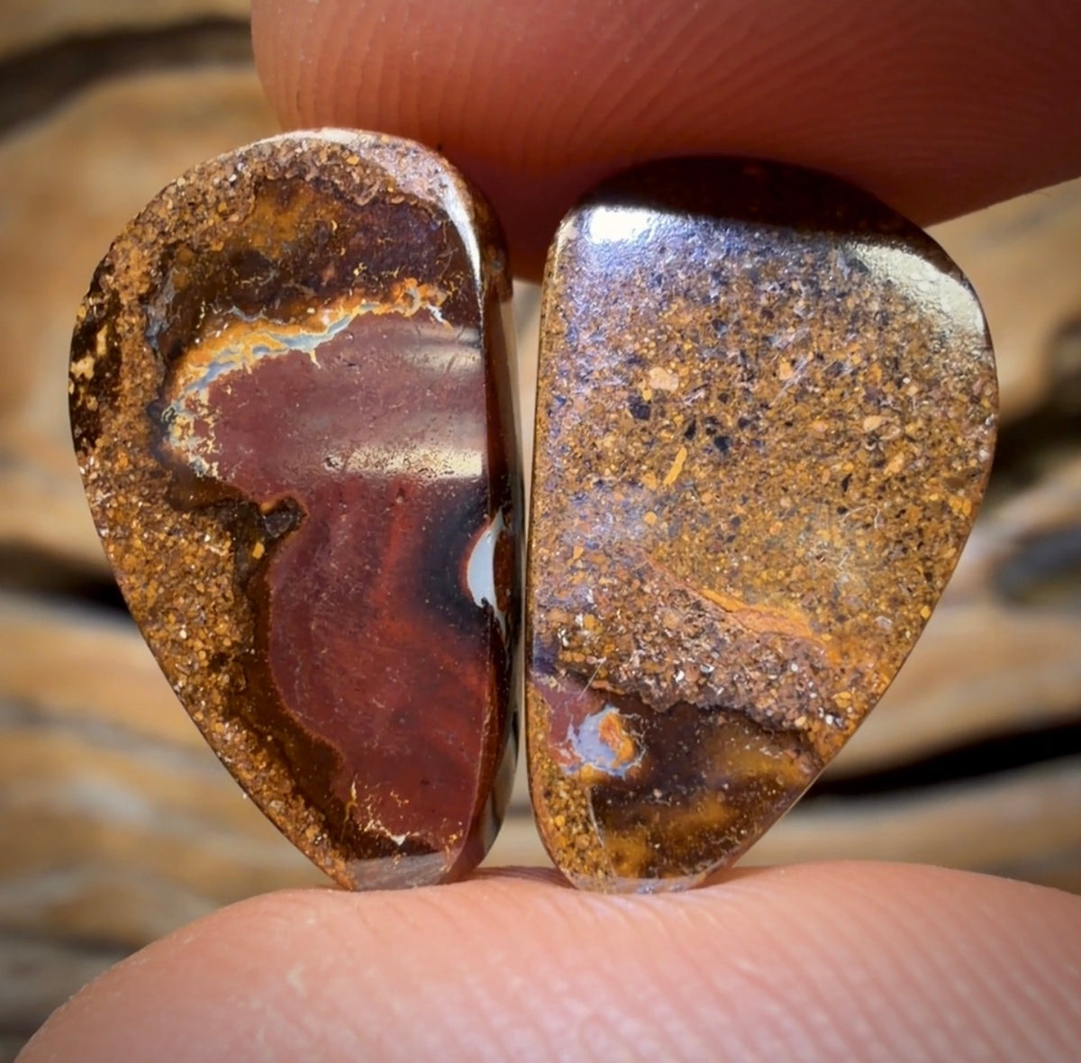 16.1cts - Tribal Yowah Nut Kernel Opal Pair BARGAIN