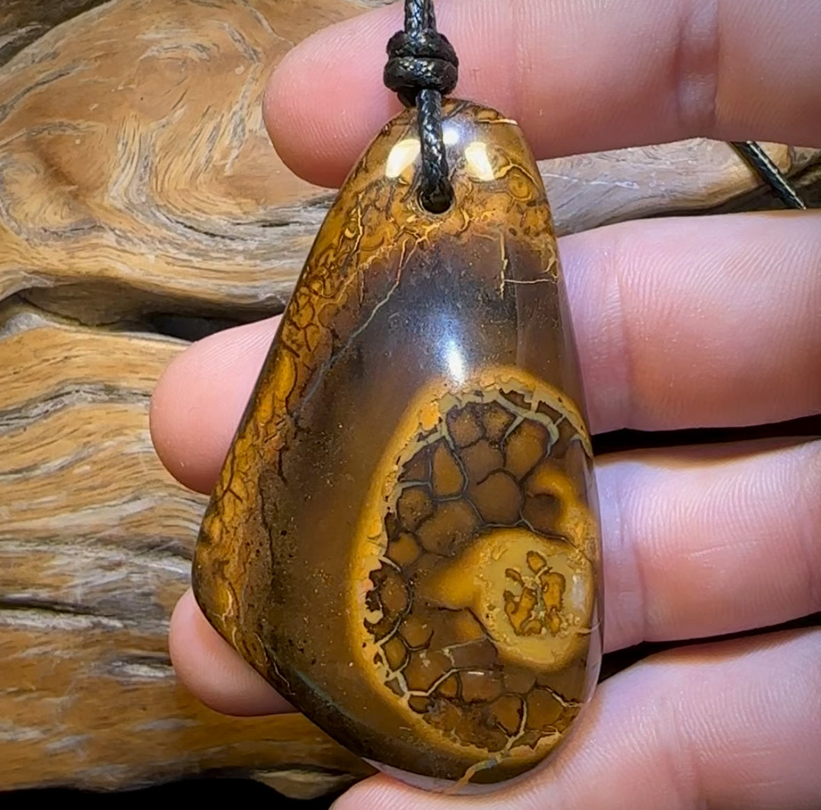 69 x 41mm - Oversize Drilled Boulder Opal Pendant w/ Eco Friendly Vegan Cord