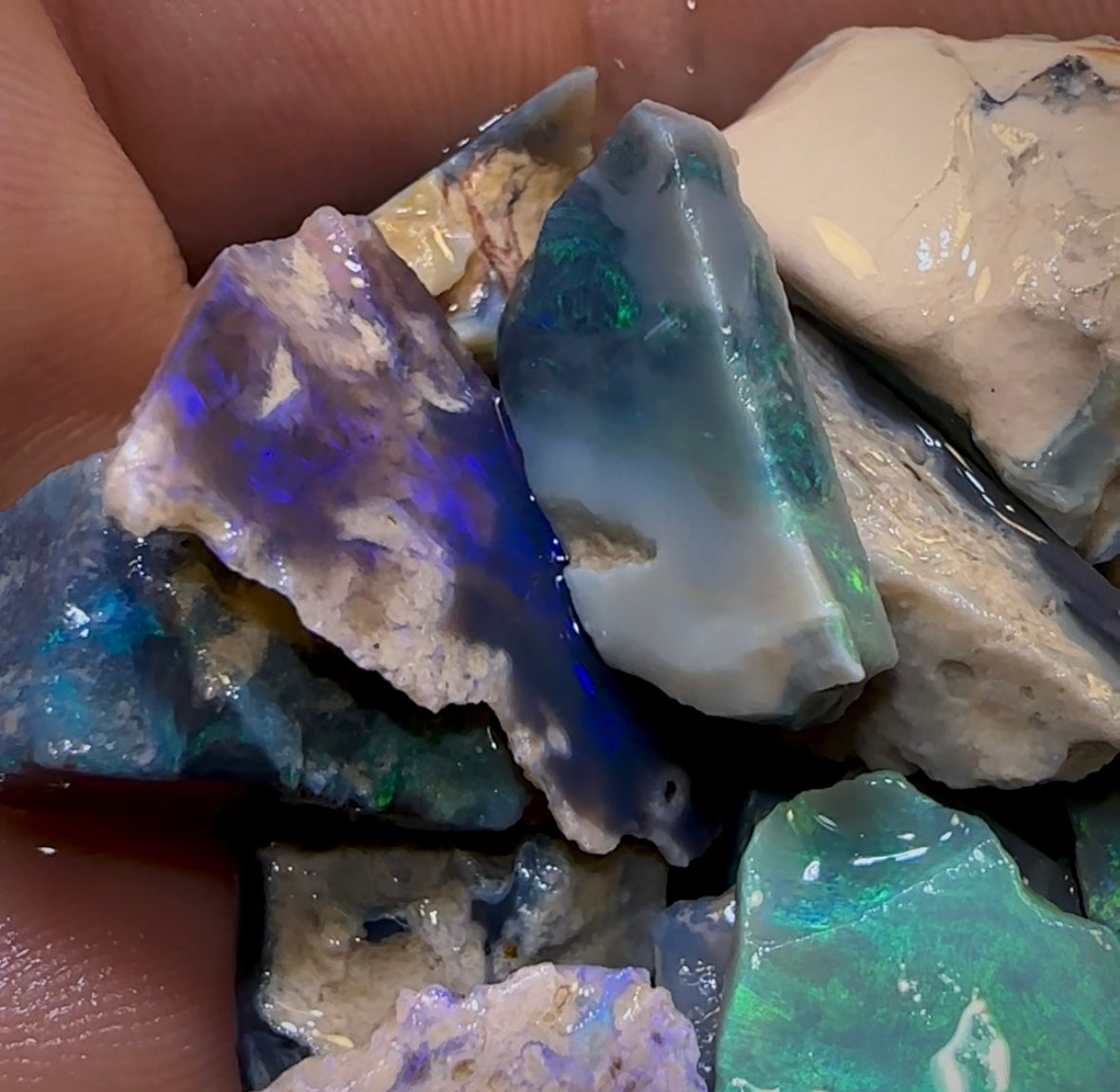 117cts - 22x Lightning Ridge Crystal, Dark and Black Opal Rough Parcel - Opal Whisperers
