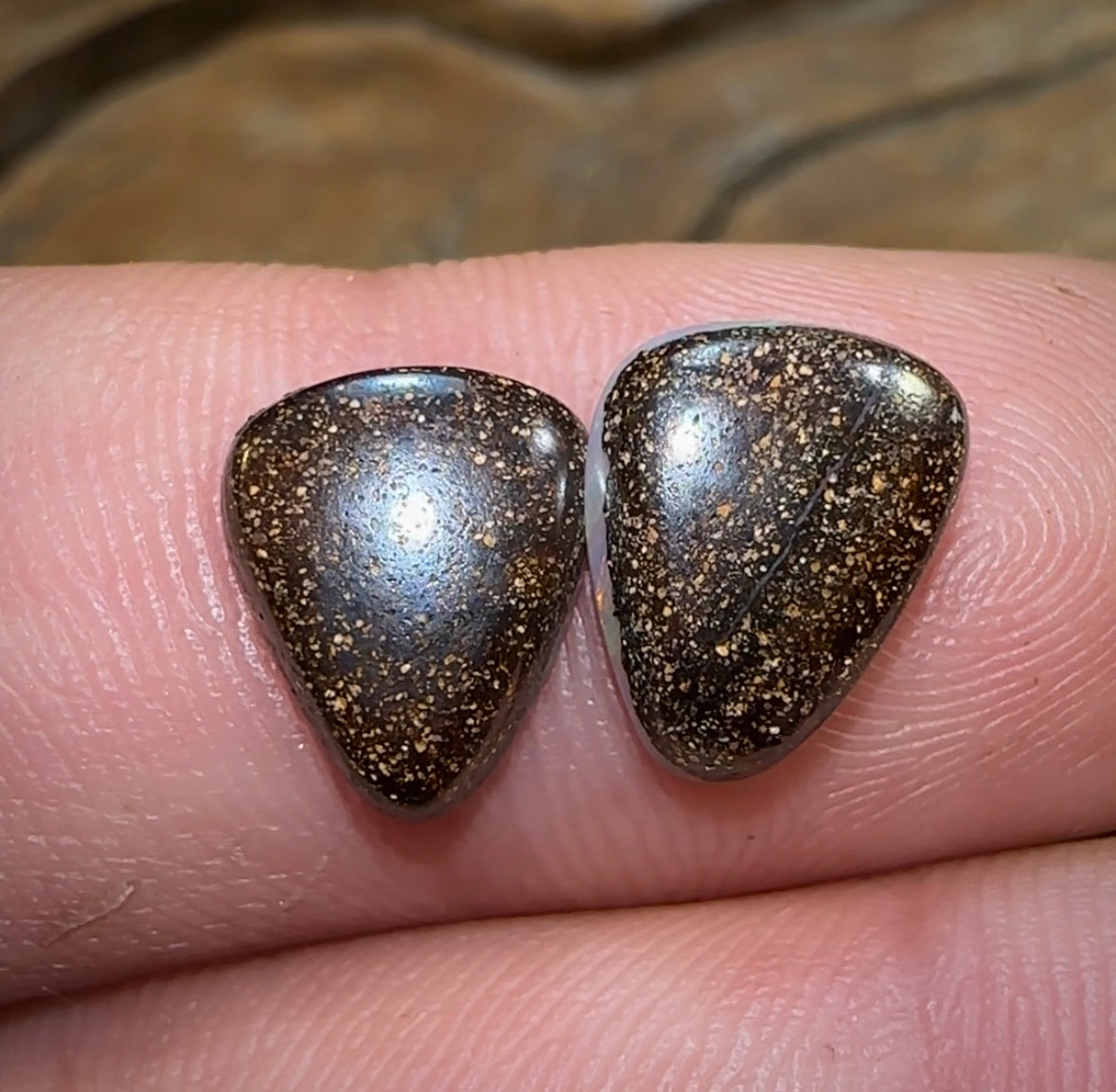 4.1cts - Queensland Boulder Solid Opal Pair - Opal Whisperers