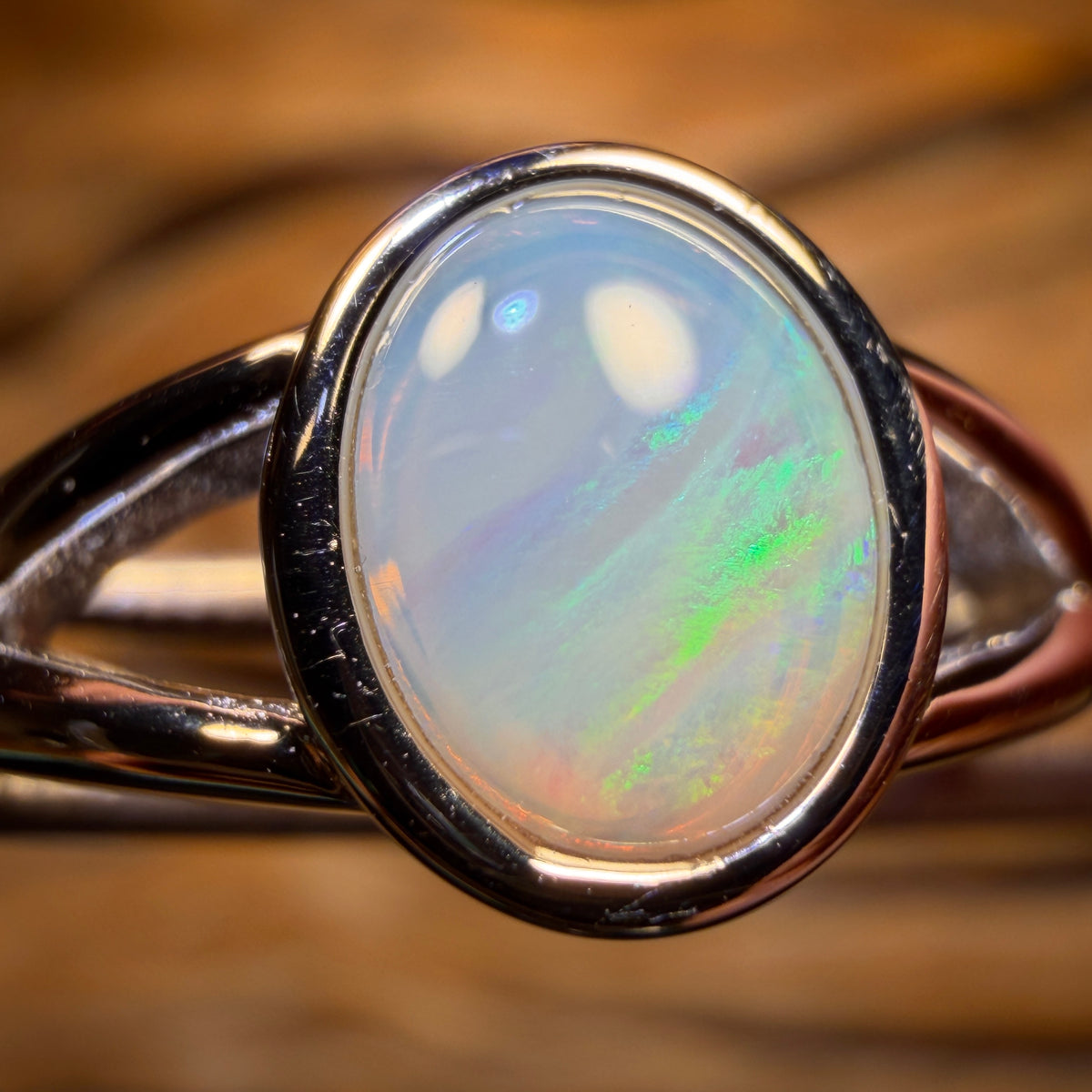 Sterling Silver - Solid South Australian Crystal Opal Ring
