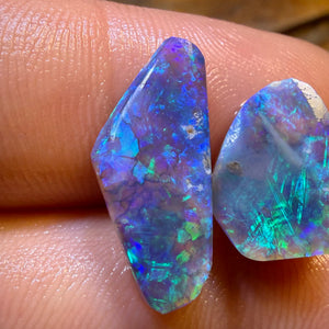 TGIF 8.1cts - Lightning Ridge Dark Crystal Opal Rub Pair