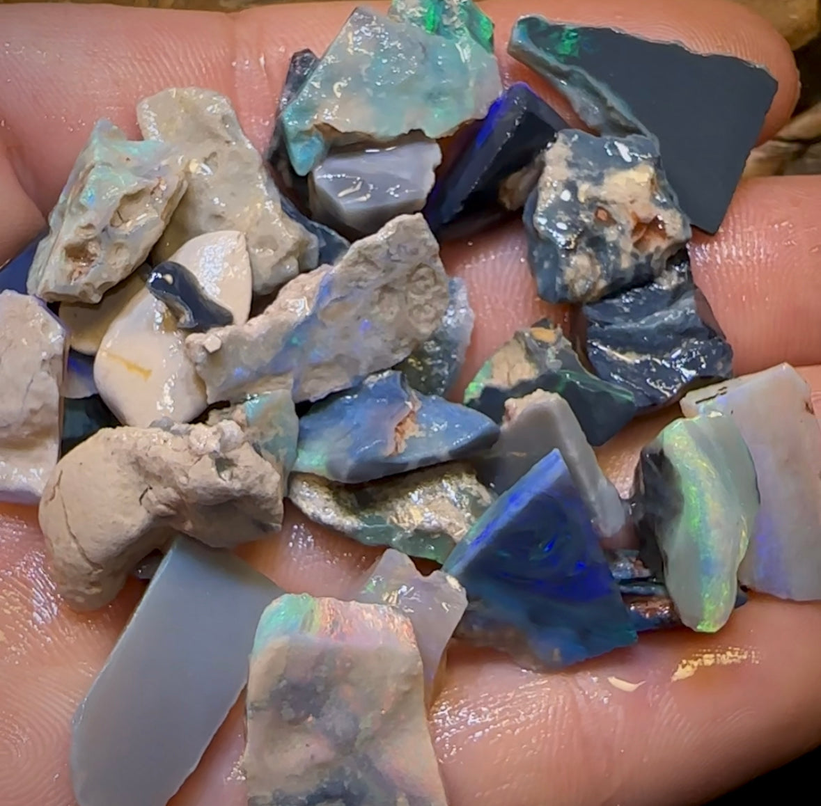 125.3cts - 30+ Lightning Ridge Crystal, Dark and Black Opal Rough Parcel - Opal Whisperers