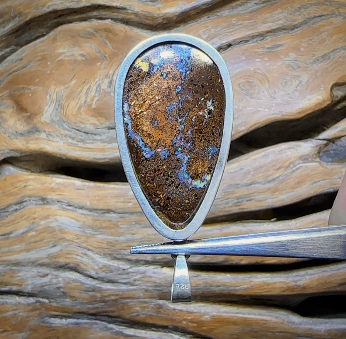 Sterling Silver - Tribal Boulder Opal UNISEX Pendant