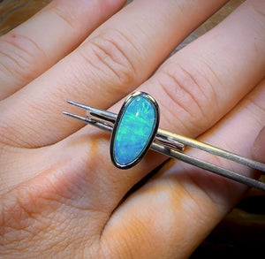 Sterling Silver - Queensland Boulder Opal Doublet Ring