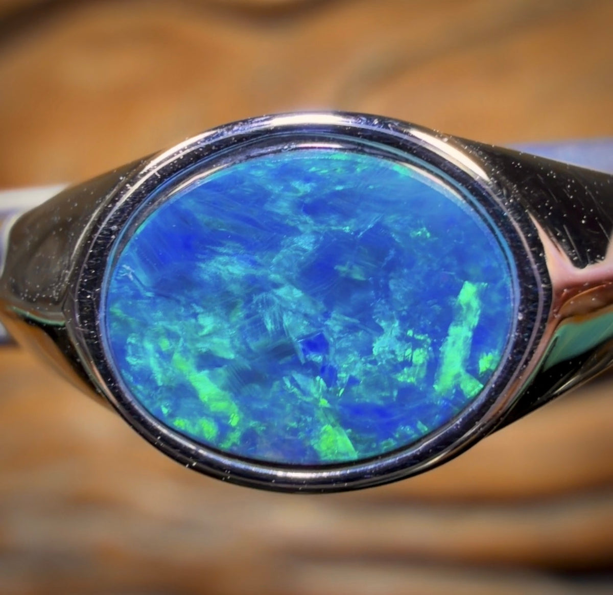 Bague unisexe en argent sterling et opale boulder du Queensland