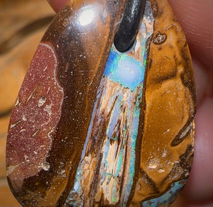 30 x 22mm - Opal Wood Drilled Australian Boulder Opal Necklace