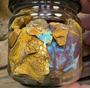 136.4grms - Australian Boulder Opal Rough Jar