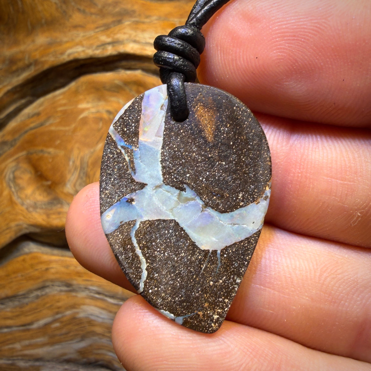 34 x 23mm - Drilled Australian Boulder Opal Necklace