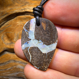 34 x 23mm - Drilled Australian Boulder Opal Necklace