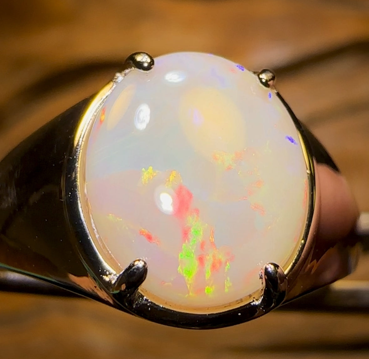 Sterling Silver - UNISEX South Australian Crystal SOLID Opal Ring