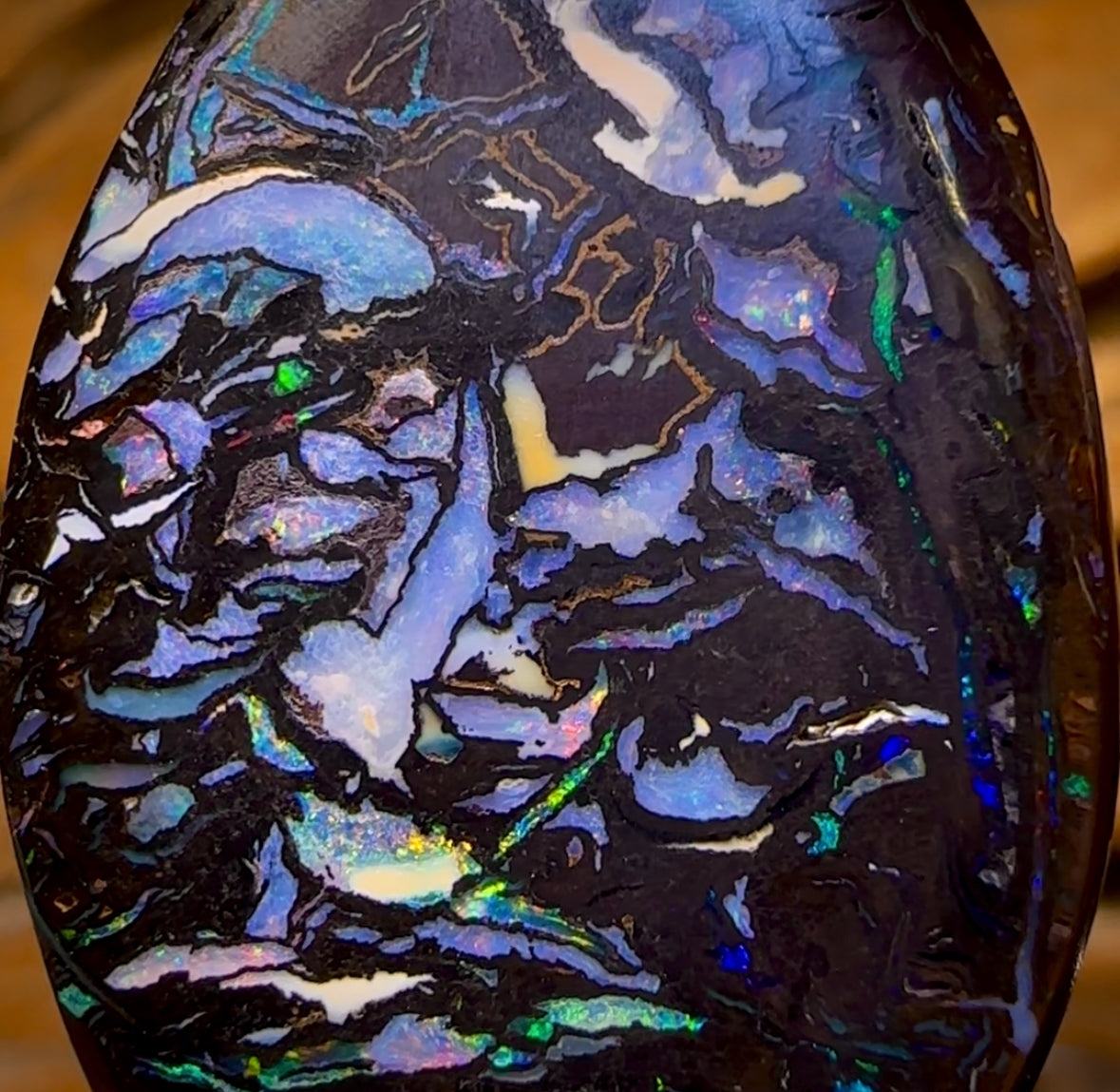 48.3cts - Koroit Nut Opal.Top Tribal Double Sided Contrasting Patterns Australian Opal