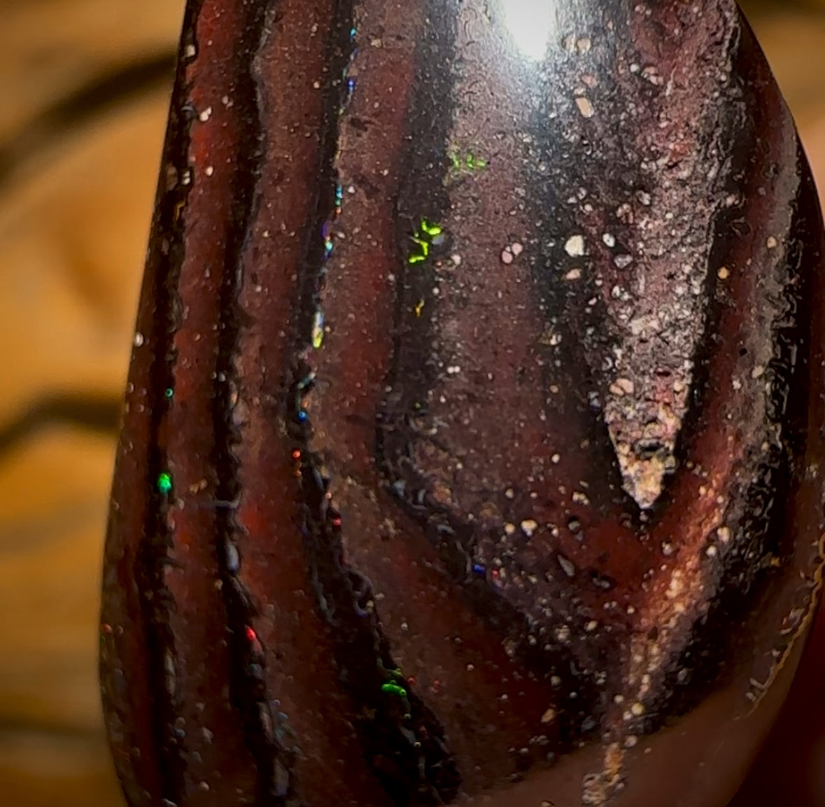 Opale Boulder tribale noire Koroit, 29,1 carats