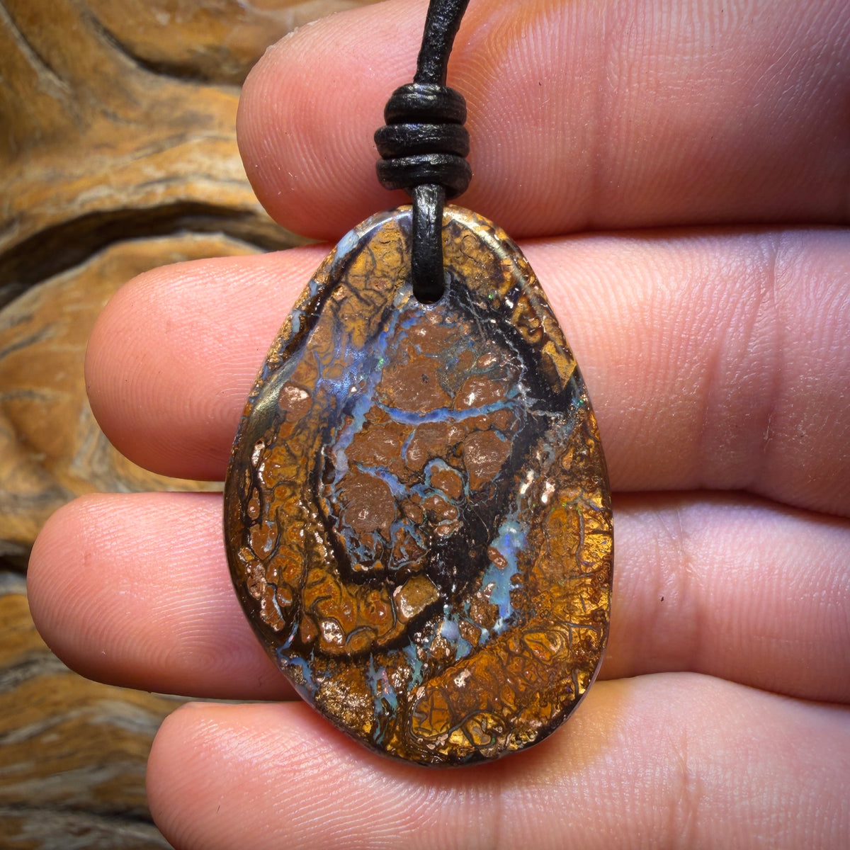 38 x 26mm - “Kernel” Drilled Tribal Queensland Boulder Opal Necklace