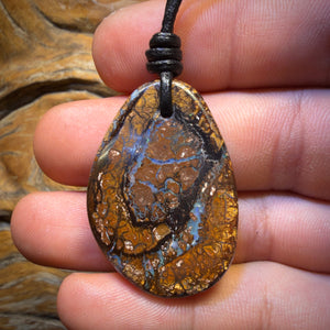 38 x 26mm - “Kernel” Drilled Tribal Queensland Boulder Opal Necklace