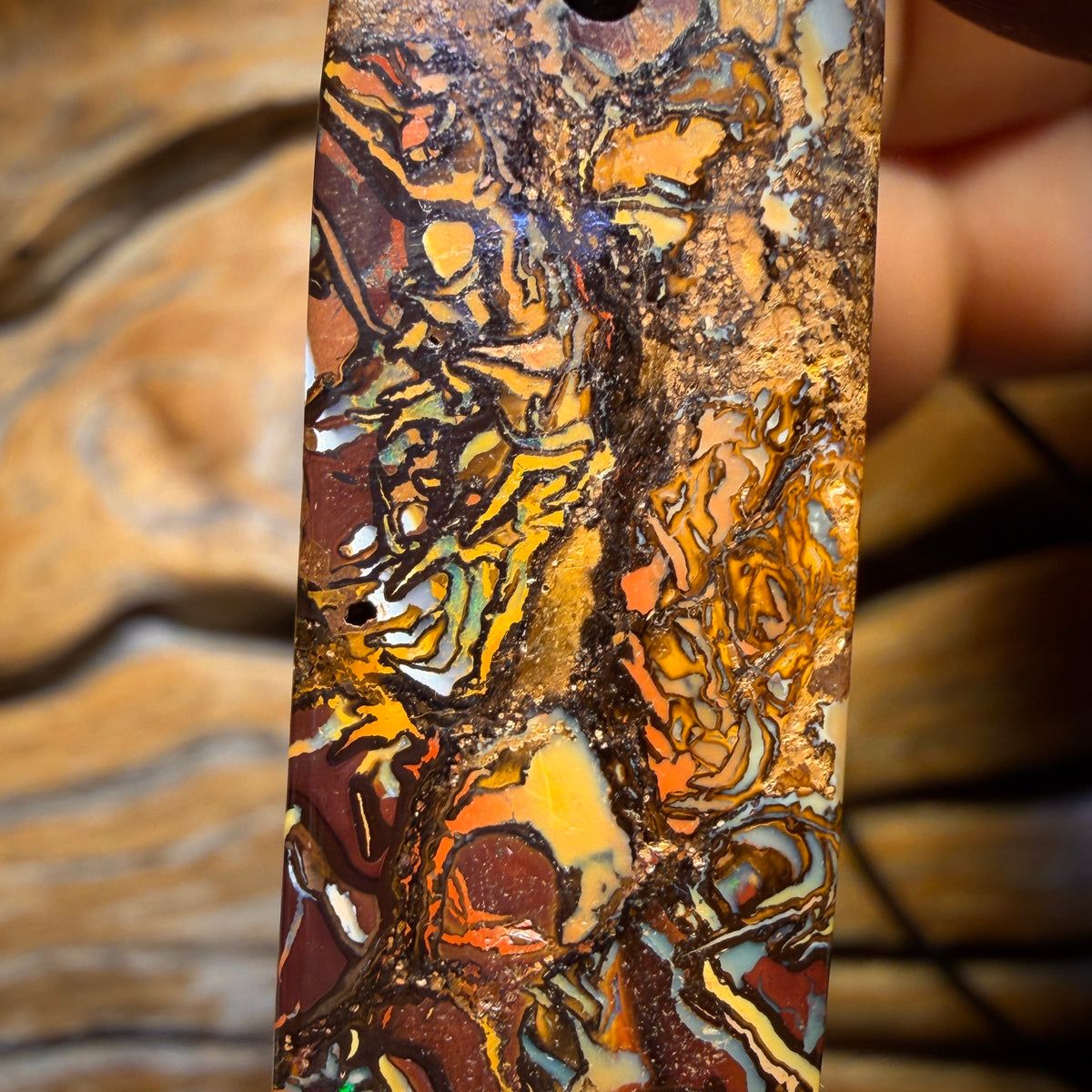 48 x 15mm - Wow Tribal Drilled Queensland Boulder Opal Picture Stone Necklace