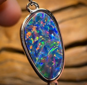 ALL NEW Sterling Silver - Australian Boulder Doublet Opal Bracelet