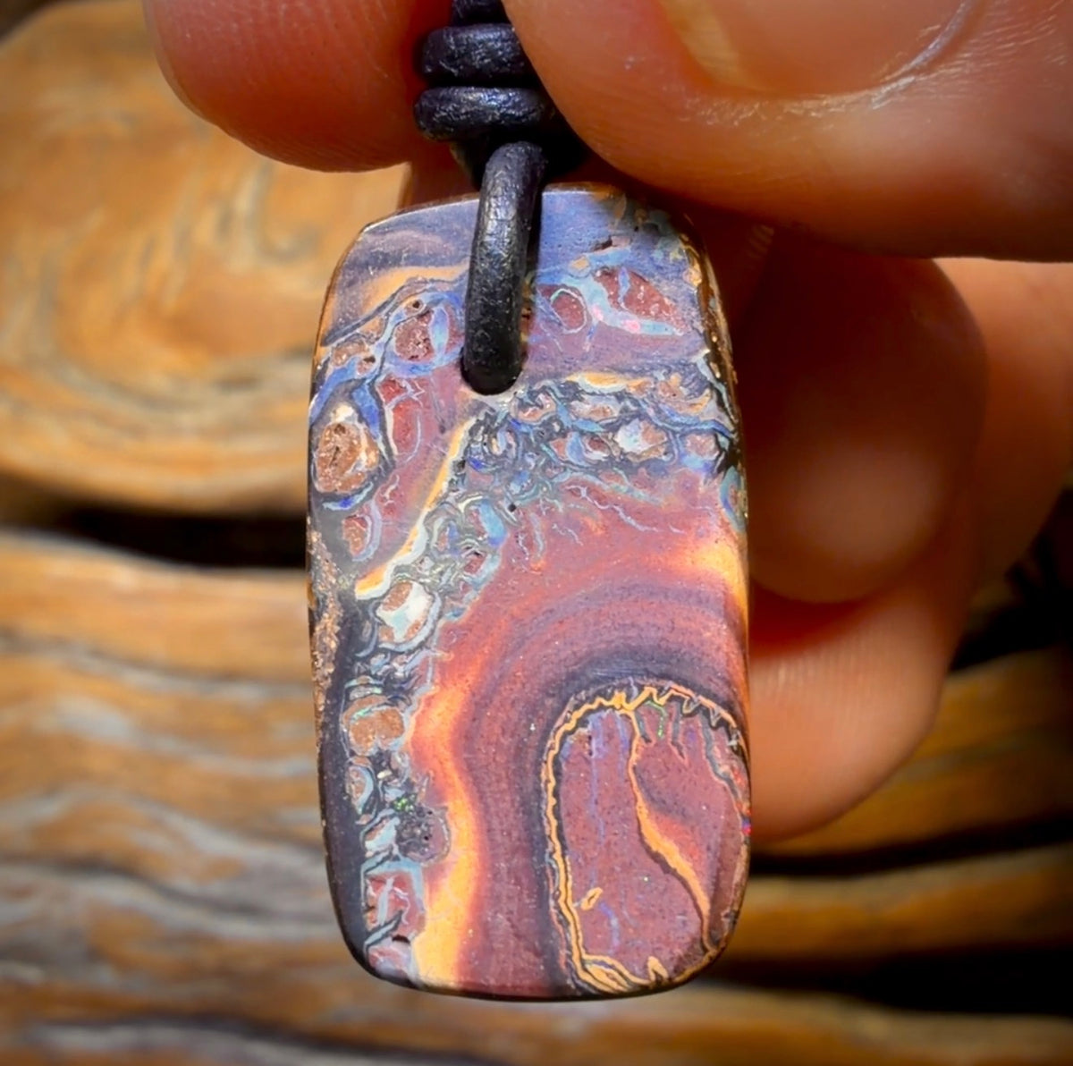 26 x 14mm - Drilled Tribal Queensland Boulder Opal Necklace