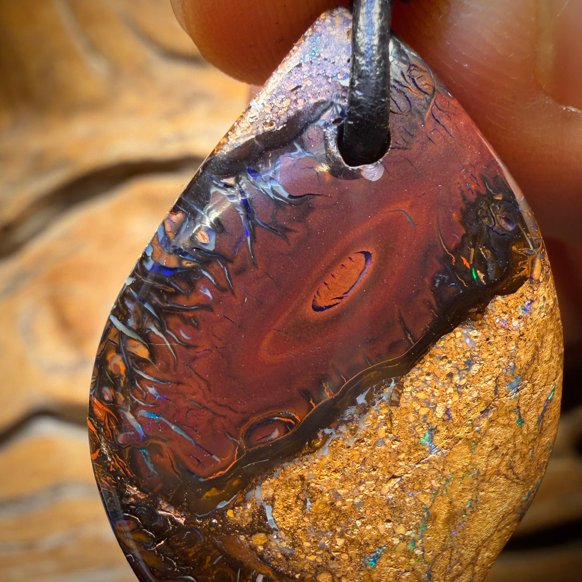 40 x 24mm - Drilled Tribal Queensland Boulder Opal Necklace