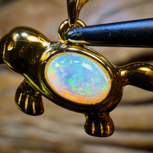 Sterling Silver Gold Plated - Solid South Australian Crystal Opal Pendants Blue / Green. BULK LISTING