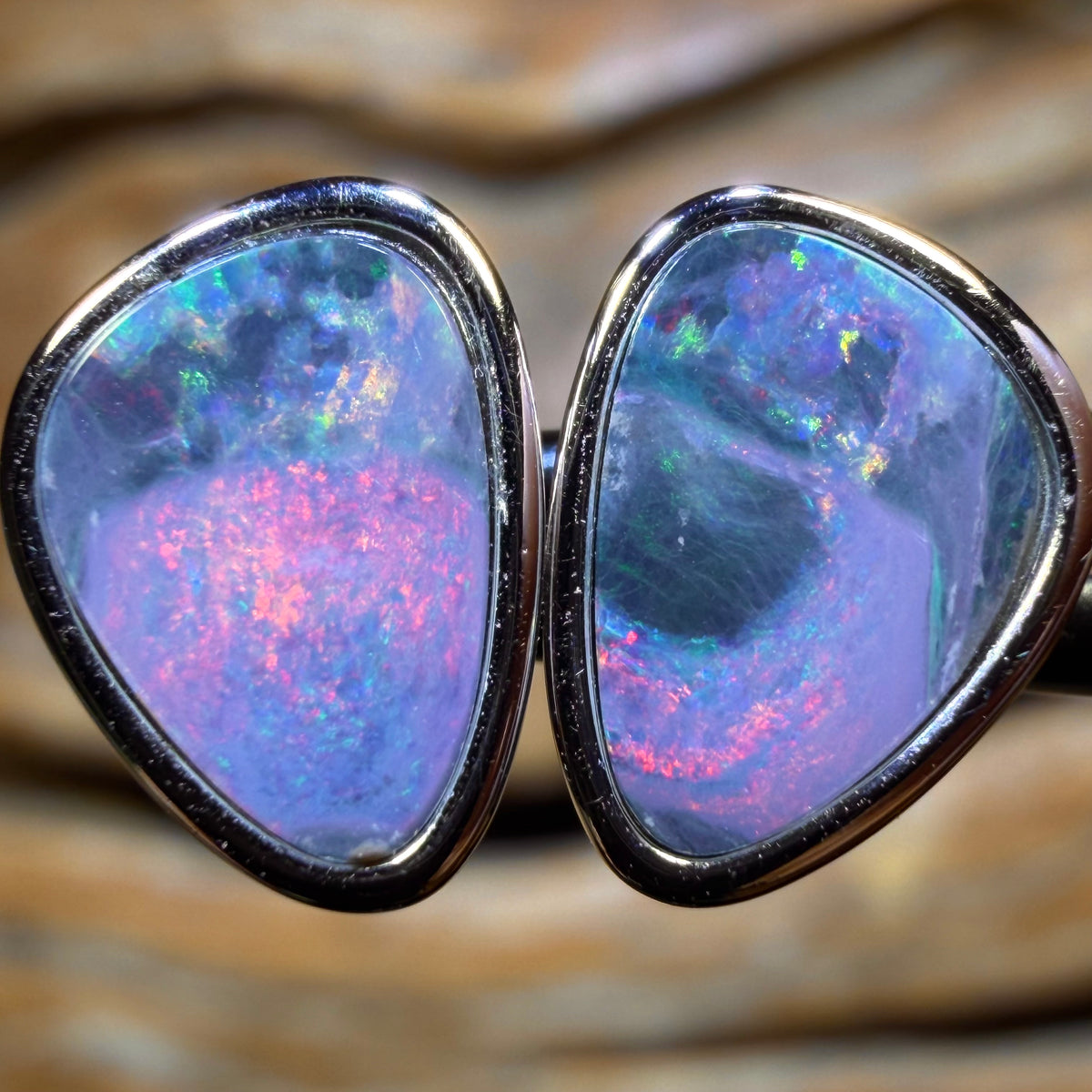 TGIF Sterling Silver - “Otherworldly” Australian Boulder Opal Doublet Stud Earrings
