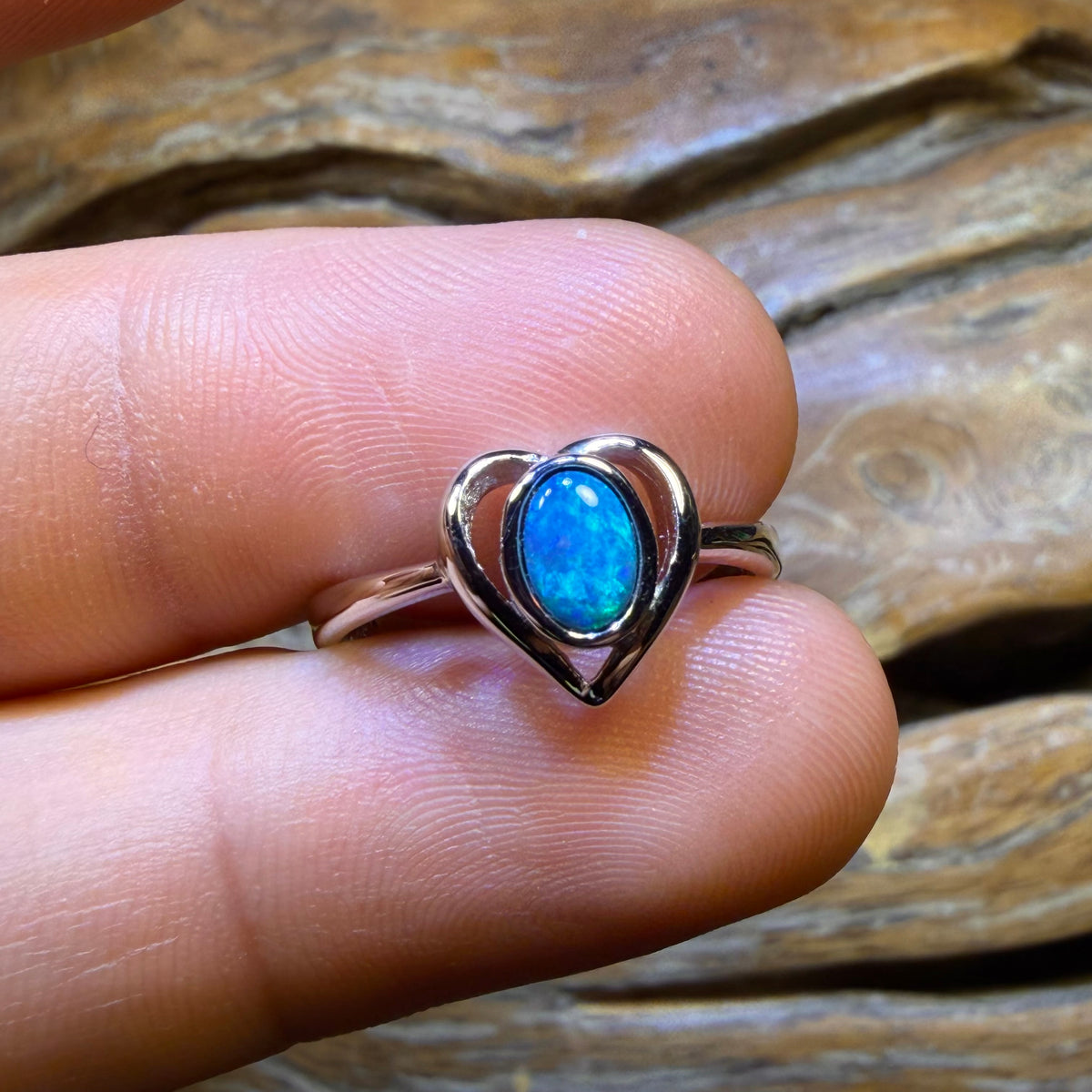 TGIF Sterling Silver - “Heart of Colour” Queensland Boulder Opal Doublet Ring