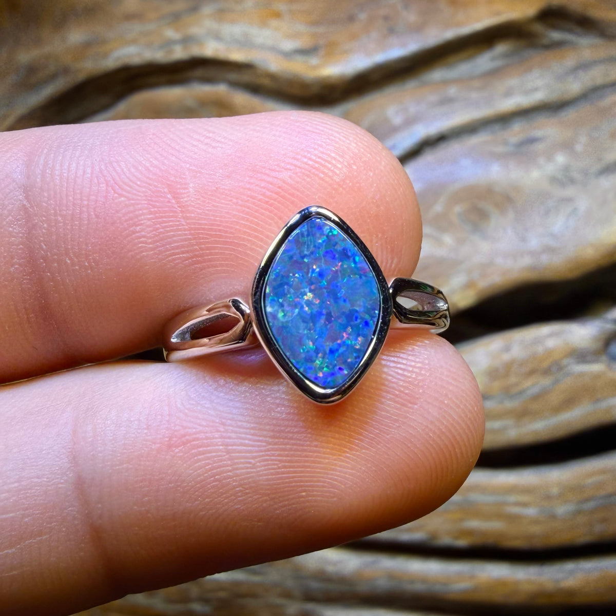 TGIF Sterling Silver - Queensland Boulder Opal Doublet Ring
