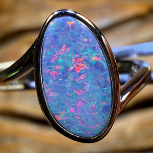 TGIF Sterling Silver - Swept Shank Queensland Boulder Opal Doublet Ring