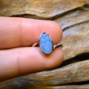 TGIF Sterling Silver - Swept Shank Queensland Boulder Opal Doublet Ring