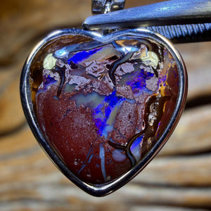 TGIF Sterling Silver - Solid Tribal Boulder Opal Pendant