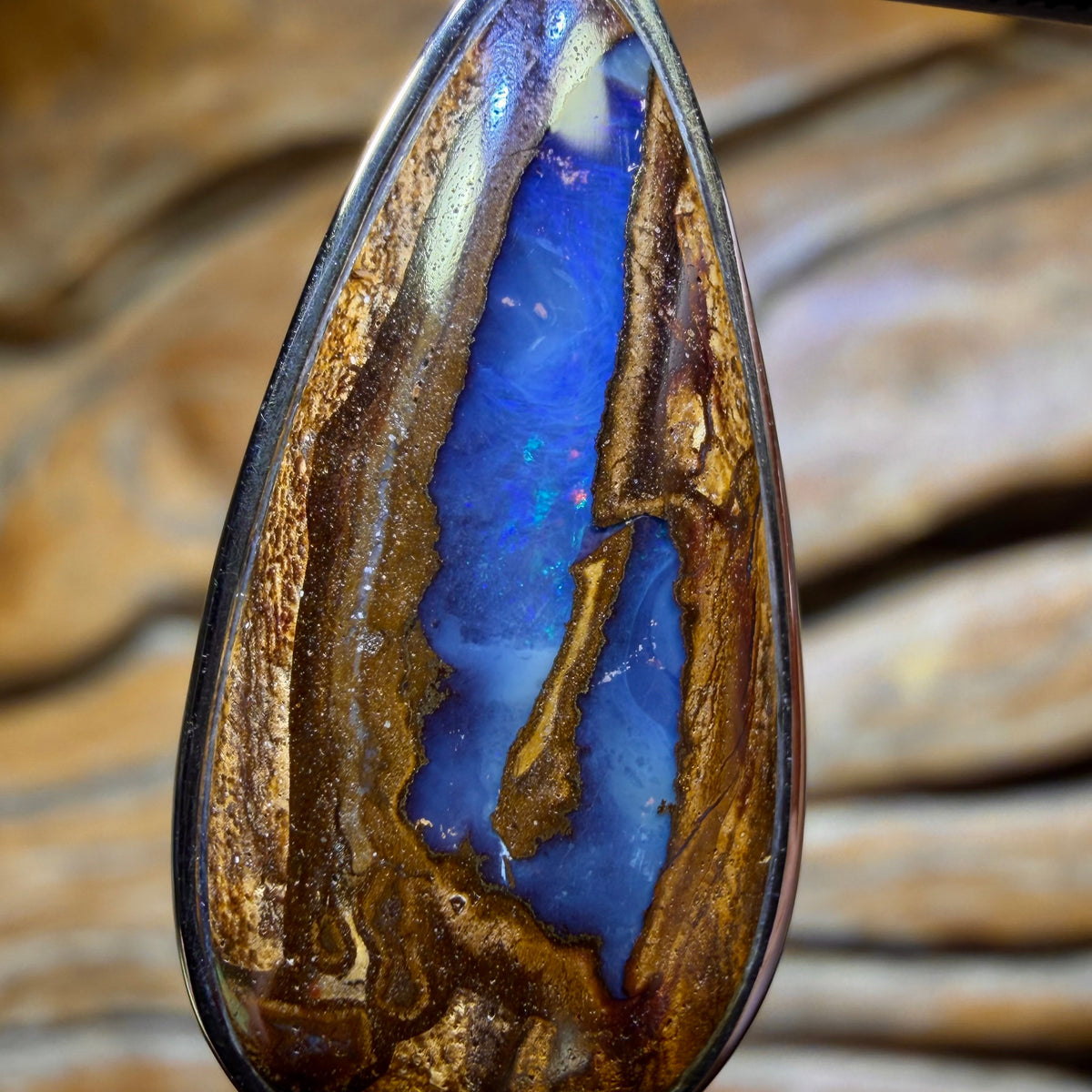 Sterling Silver - Solid Boulder Seam Opal Pendant