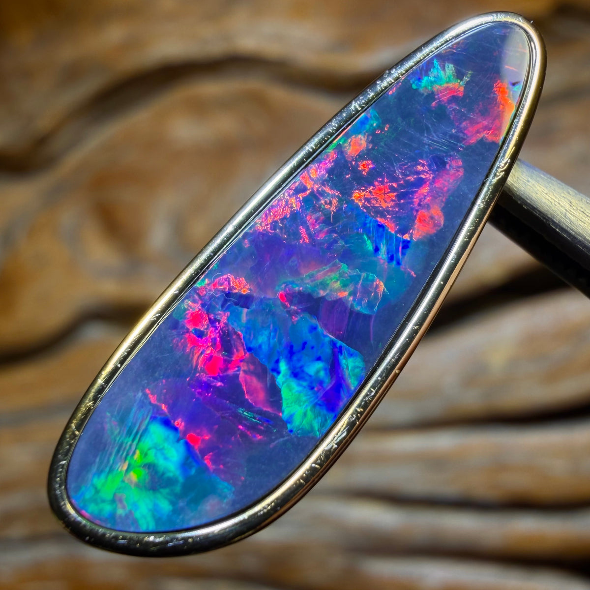 TGIF “Best of the Best” Large Sterling Silver Gold Plated - TOP Queensland Boulder Opal Doublet Pendant
