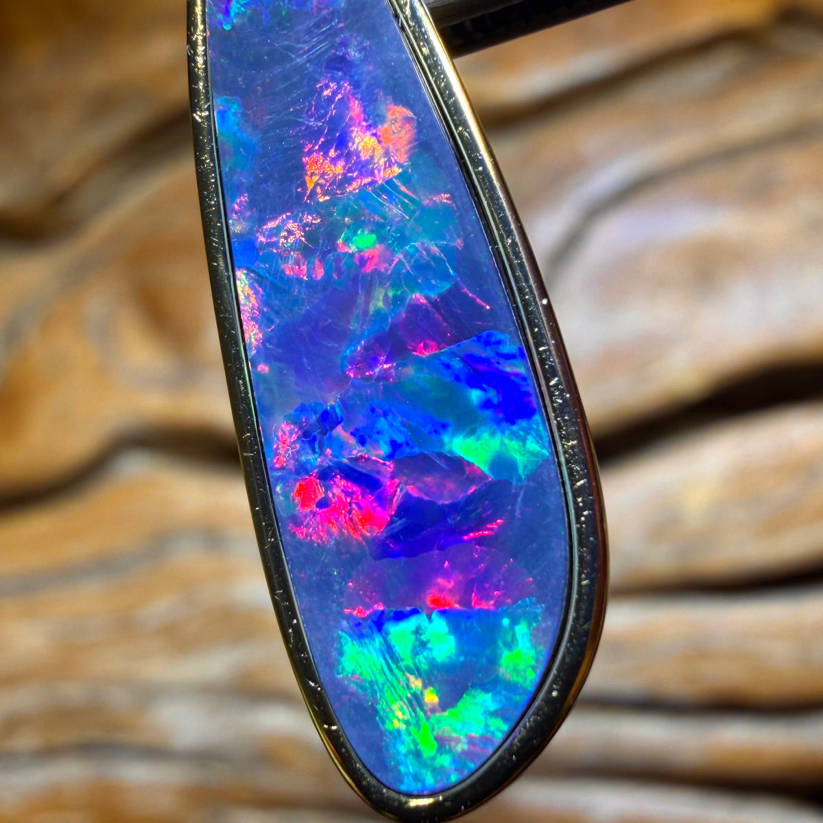 TGIF “Best of the Best” Large Sterling Silver Gold Plated - TOP Queensland Boulder Opal Doublet Pendant