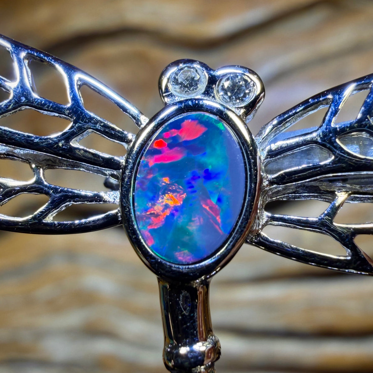 “Dragon Love” Sterling Silver - Queensland Boulder Opal Doublet Pendant in RED Multi