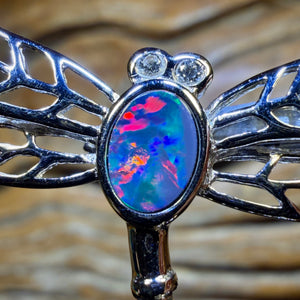 “Dragon Love” Sterling Silver - Queensland Boulder Opal Doublet Pendant in RED Multi