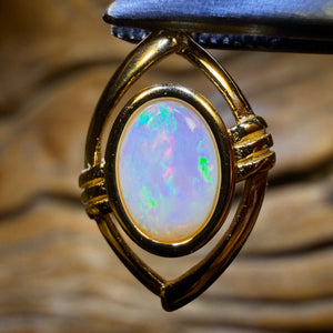 Sterling Silver Gold Plated - TGIF Solid South Australian Crystal Opal Pendants Red / Multi. BULK LISTING
