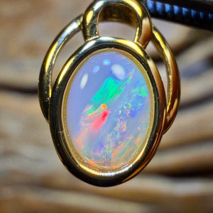 TGIF Sterling Silver Gold Plated- Solid South Australian Crystal Opal Pendant