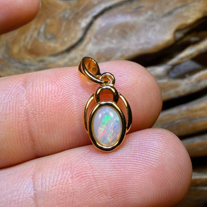 TGIF Sterling Silver Gold Plated- Solid South Australian Crystal Opal Pendant