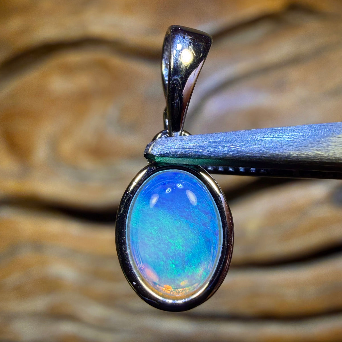 Sterling Silver - Solid South Australian Crystal Opal Pendant