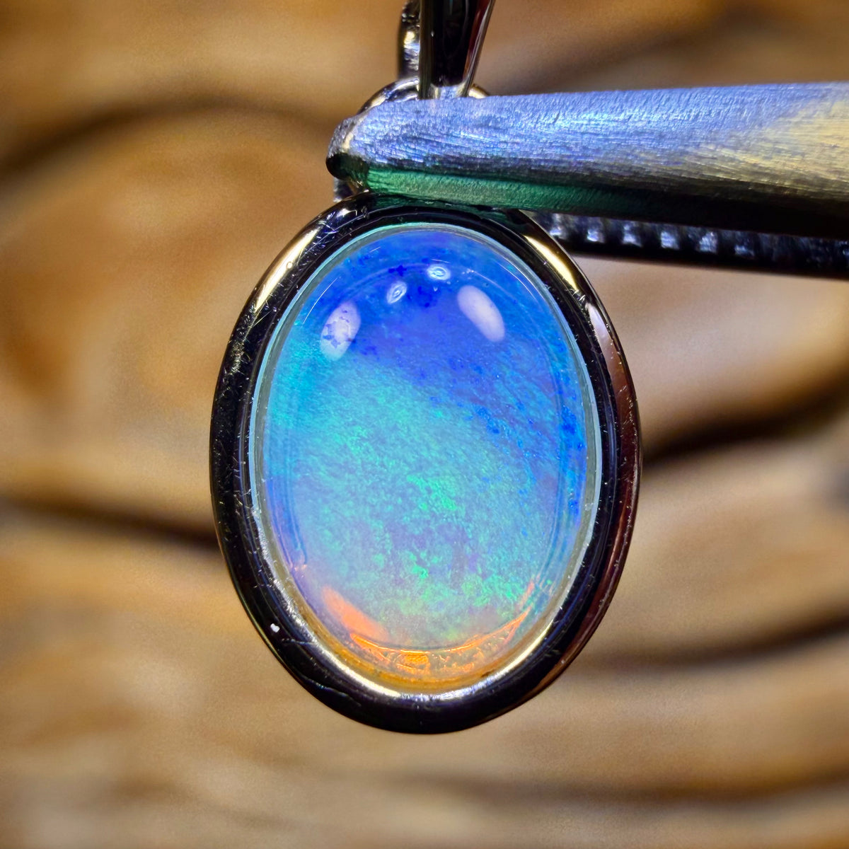 Sterling Silver - Solid South Australian Crystal Opal Pendant
