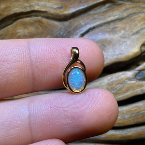 TGIF Sterling Silver Gold Plated- Solid South Australian Crystal Opal Pendant
