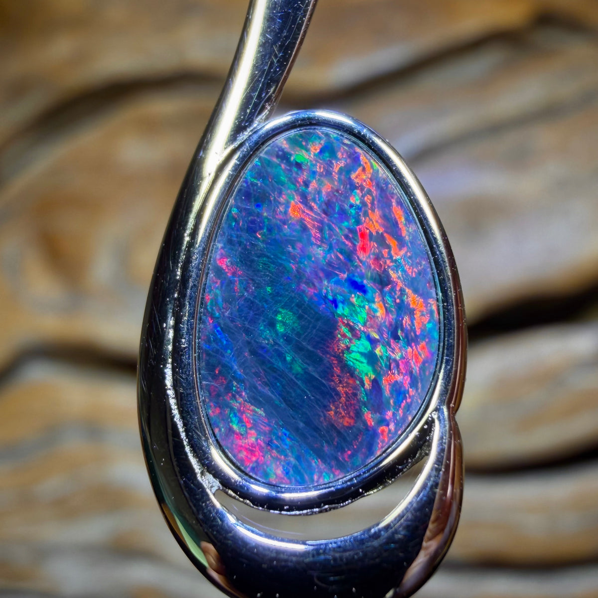 TGIF Sterling Silver - Queensland Boulder Opal Doublet Pendant RED