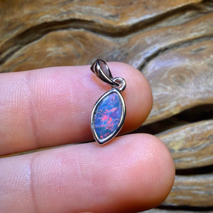 Sterling Silver - Queensland Boulder Opal Doublet Pendant RED