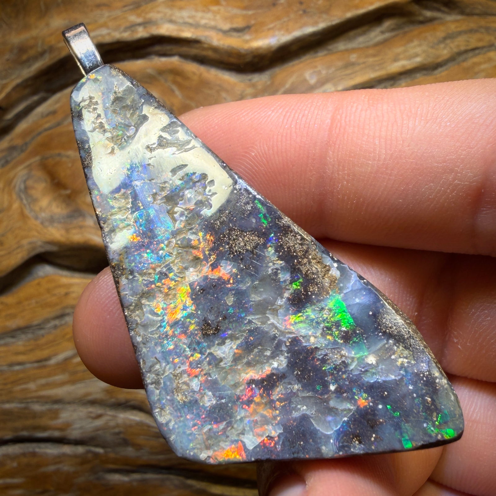 Large Solid Queensland Boulder Seam Opal Pendant