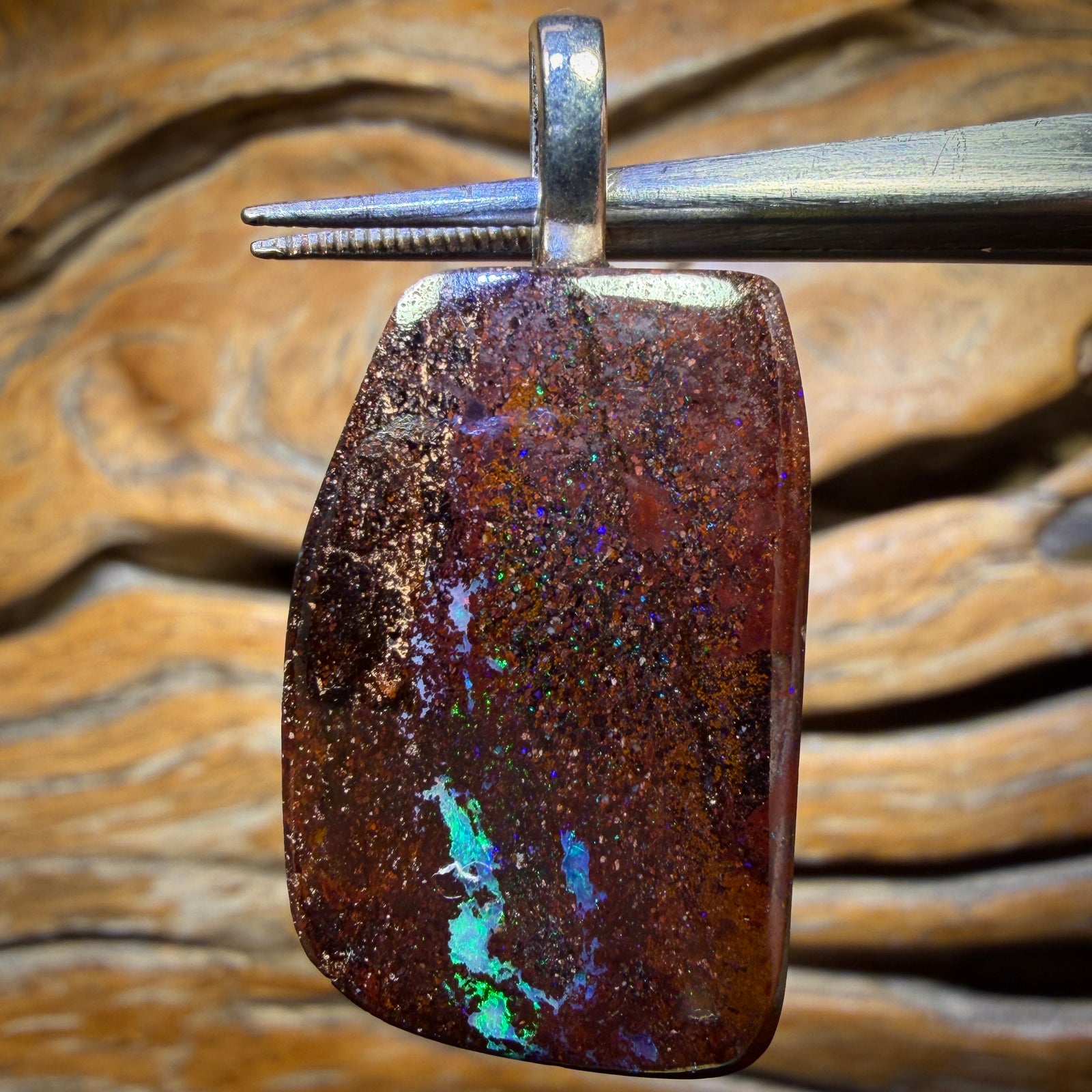 Solid Queensland Boulder Opal Pendant