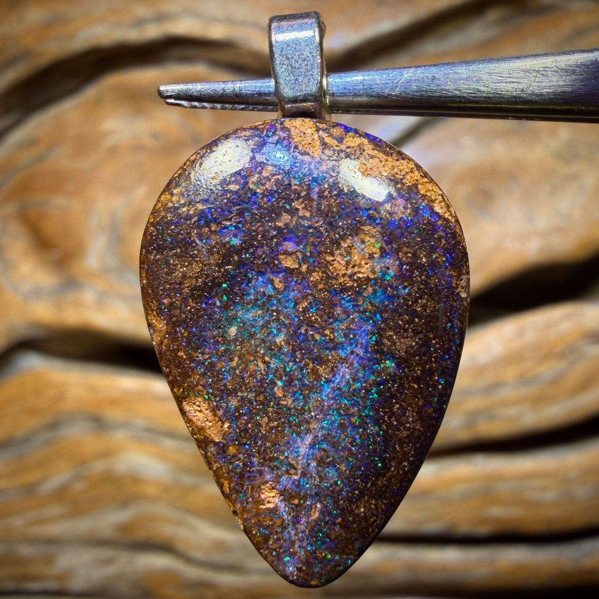 Solid Queensland Boulder Opal Pendant