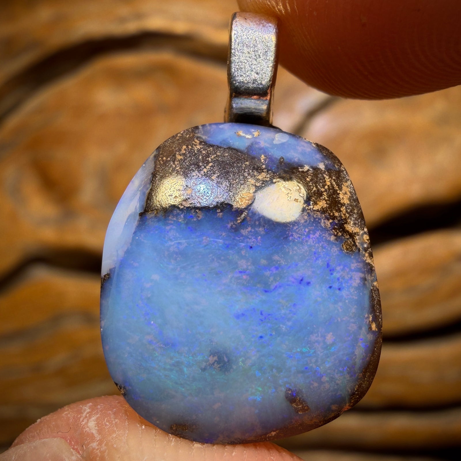 Solid Queensland Boulder Seam Opal Pendant